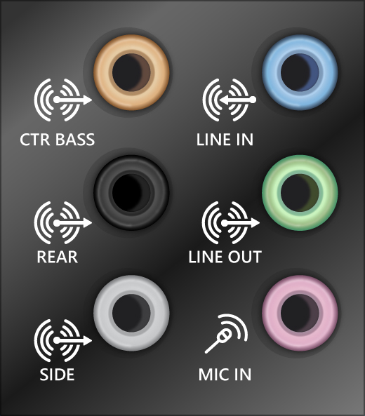 sound system 5 mm jacks for cables and cords