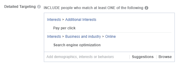 Detailed targeting options in Facebook