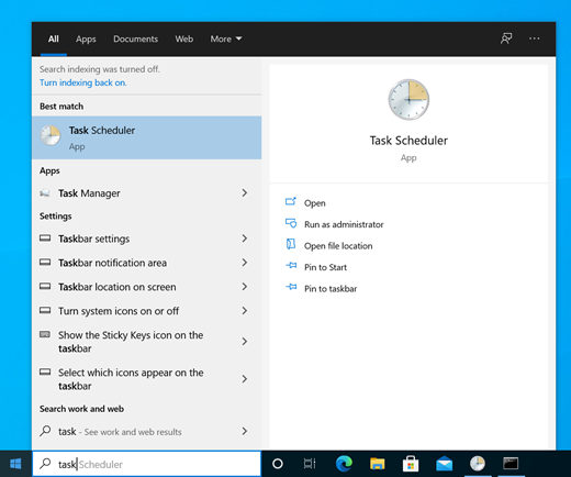 How to search for the Task Scheduler app.