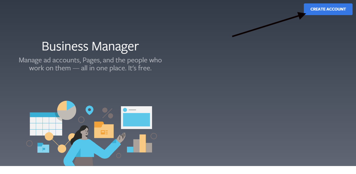 Facebook business manager "Create account" button