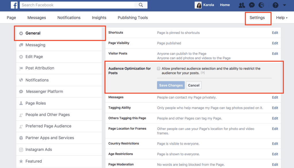 facebook ad manager settings