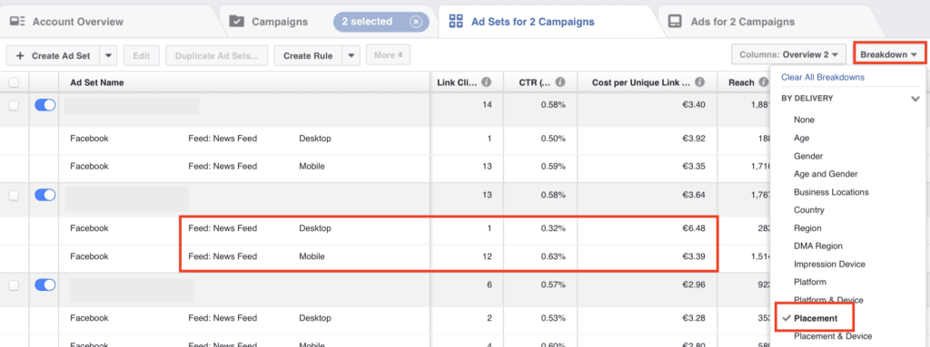 facebook ad manager dashboard