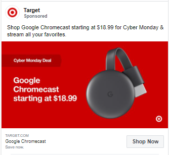 Screenshot of an ad from Target