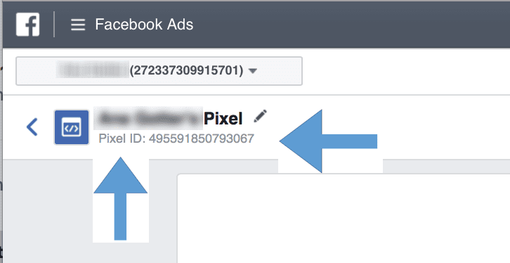 Example of Facebook Ads Pixel ID 