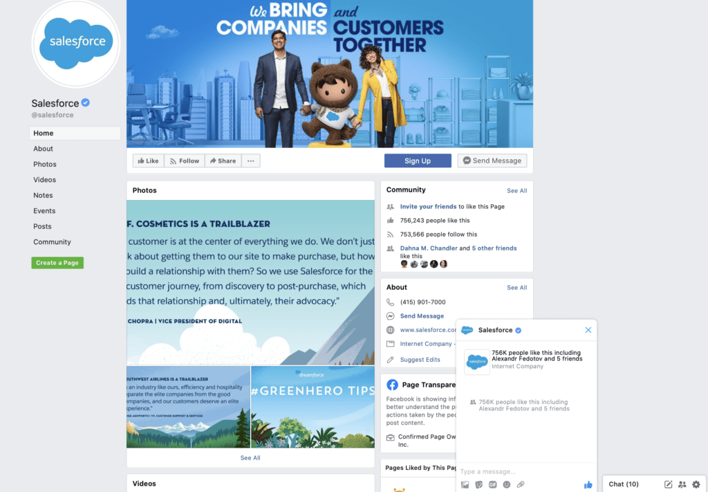 Facebook Messenger Salesforce example