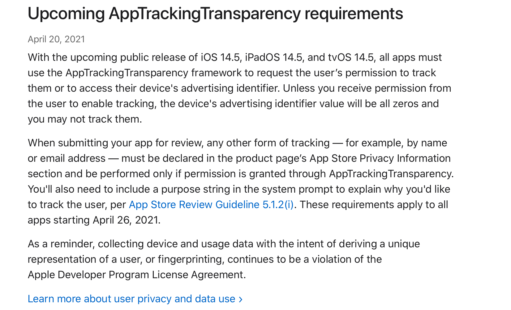 ATT tracking Facebook update from blog post 