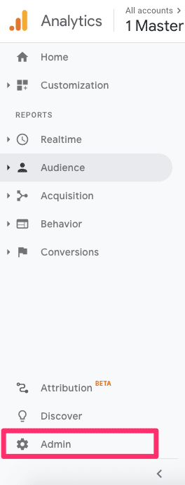 Google Analytics left hand menu